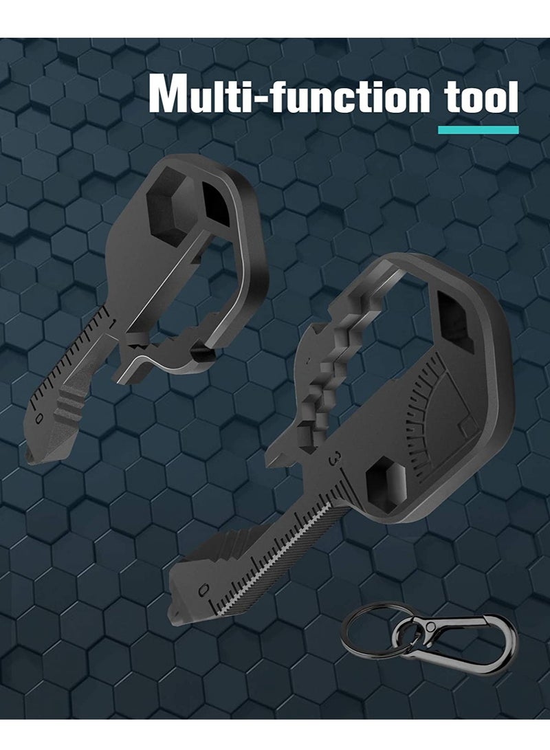 KASTWAVE Multifunction Tool, Keychain Multitool, 24 in 1 Key Tool, Portable Key Shaped Pocket Tools, Hand Tools Repair Gadgets Ruler, Bottle Opener, Drill Drive, Screwdriver, Hex Wrench (Black) - Image 2