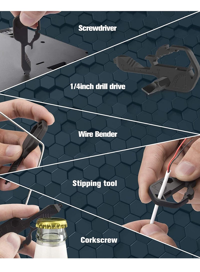 KASTWAVE Multifunction Tool, Keychain Multitool, 24 in 1 Key Tool, Portable Key Shaped Pocket Tools, Hand Tools Repair Gadgets Ruler, Bottle Opener, Drill Drive, Screwdriver, Hex Wrench (Black) - Image 4
