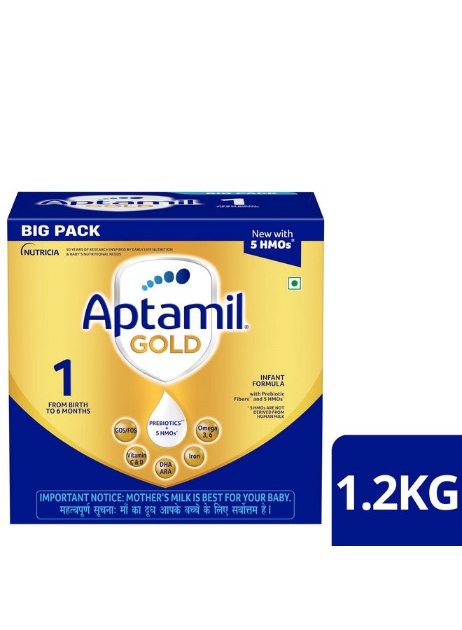Aptamil Aptamil Gold Infant Formula Milk Powder for Babies - Stage 1 (Upto 6 Months) - with 5 HMOs, Prebiotics and DHA - 1.2 kgs - Large Pack - Image 3