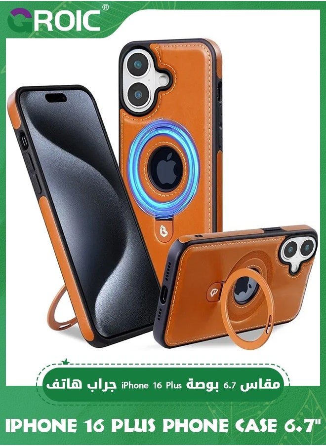 GROIC Leather case for iPhone 16 Plus Case,Protective Slim with Kickstand Shockproof  iPhone 16 Plus Phone Cover,Compatible with Magsafe iPhone 16 Plus Phone Shell 6.7''  - Image 1