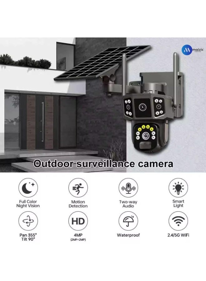 Generic Grousale Tricams 4G Solar CCTV Camera – 3-in-1 Outdoor Security Cam, Dual Lens, 2K, 360° PTZ, Motion Detection, Color Night Vision, 2-Way Talk, IP66, Supports SD Card (Up to 256GB)  - Image 5