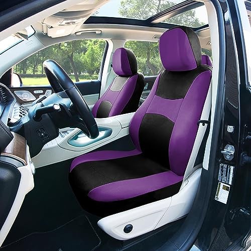 FH Group Universal Car Seat Covers Full Set for SUV Truck Sedan Vans | Waterproof All-Purpose Cloth Seat Cover Set Airbag Compatible Washable Split Bench Protector Interior Upgrade - Purple - Image 3