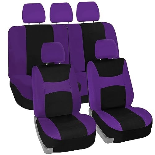 FH Group Universal Car Seat Covers Full Set for SUV Truck Sedan Vans | Waterproof All-Purpose Cloth Seat Cover Set Airbag Compatible Washable Split Bench Protector Interior Upgrade - Purple - Image 2