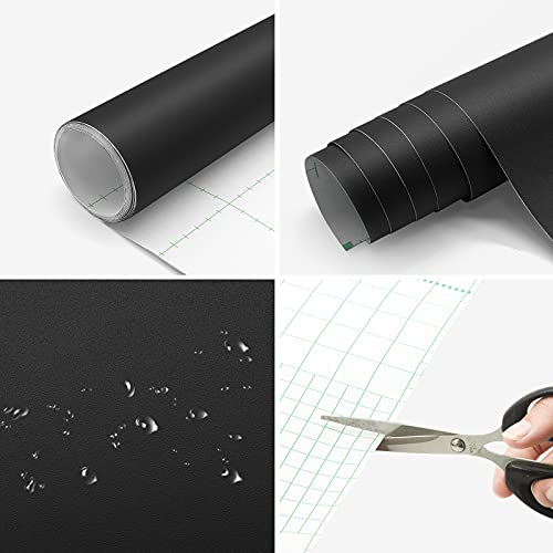 seonta Thick Black Wallpaper 16"x198" Peel and Stick Wall Paper Matte Decorative Self-Adhesive Removable Vinyl Wrap Waterproof Contact Paper for Cabinets Countertops Walls - Image 2