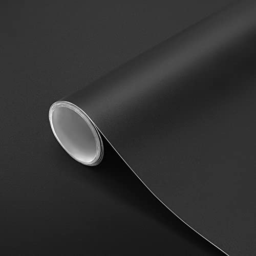 seonta Thick Black Wallpaper 16"x198" Peel and Stick Wall Paper Matte Decorative Self-Adhesive Removable Vinyl Wrap Waterproof Contact Paper for Cabinets Countertops Walls - Image 1