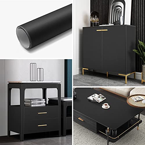seonta Thick Black Wallpaper 16"x198" Peel and Stick Wall Paper Matte Decorative Self-Adhesive Removable Vinyl Wrap Waterproof Contact Paper for Cabinets Countertops Walls - Image 4