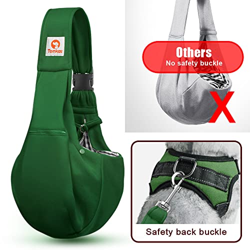 Tomkas Dog Sling Carrier for Small Dogs Puppy Carrier for Small Dogs (Emerald Green, Adjustable Strap & Zipper Pocket) - Image 4