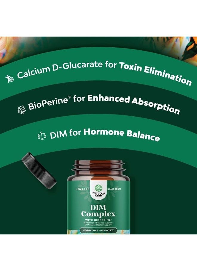 Natures Craft - Extra Strength Diindolylmethane DIM Supplement - 300mg DIM Complex Men and Womens Hormone Balance Supplement with DIM SGS and Calcium D-Glucarate - Herbal DIM Supplement for Men and Women (30 SVG) - Image 1