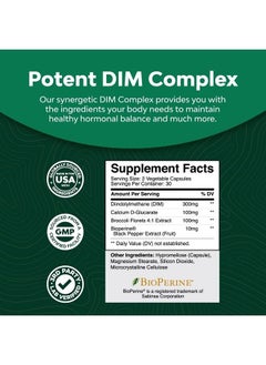 Natures Craft Extra Strength Diindolylmethane DIM Supplement - 300mg DIM Complex Men and Womens Hormone Balance Supplement with DIM SGS and Calcium D-Glucarate - Herbal DIM Supplement for Men and Women (30 SVG)  - Image 3