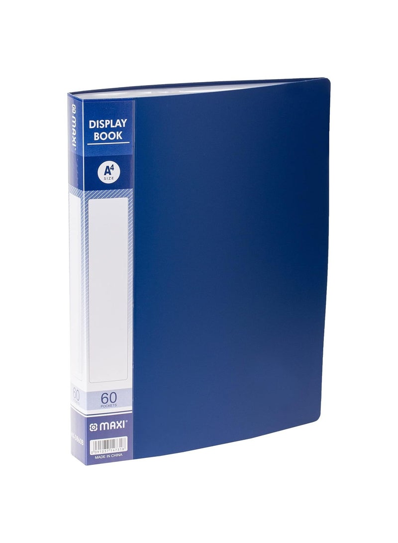 1-Piece A4 Size Display Book 60 Pockets Blue Cover
