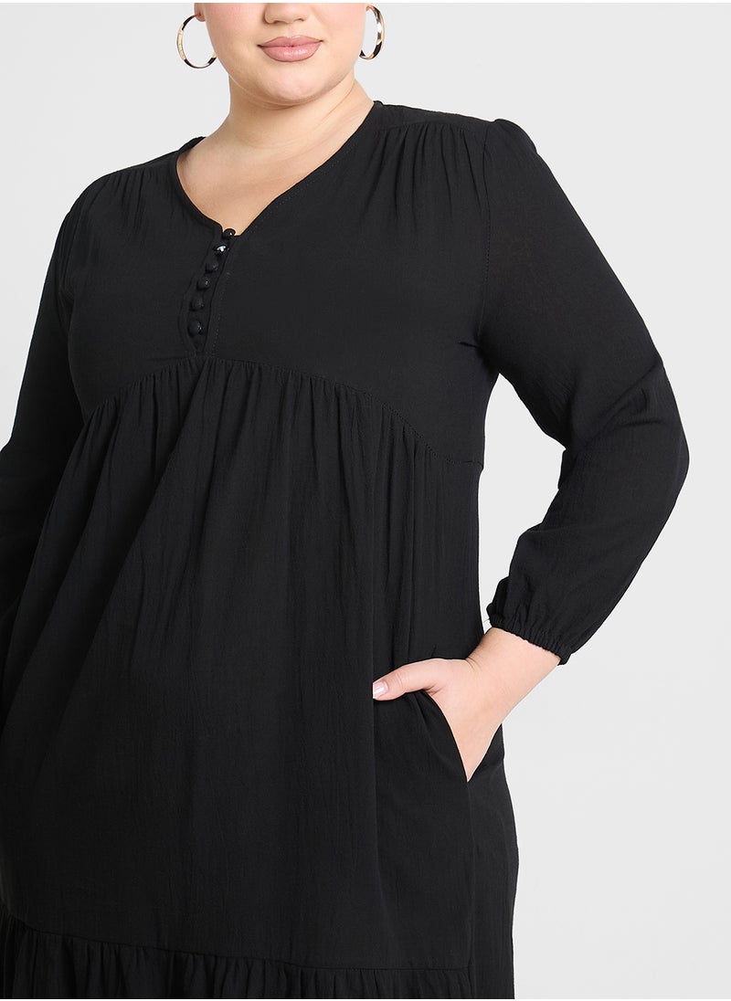 Ginger Plus V Neck A Line Dress  - Image 3