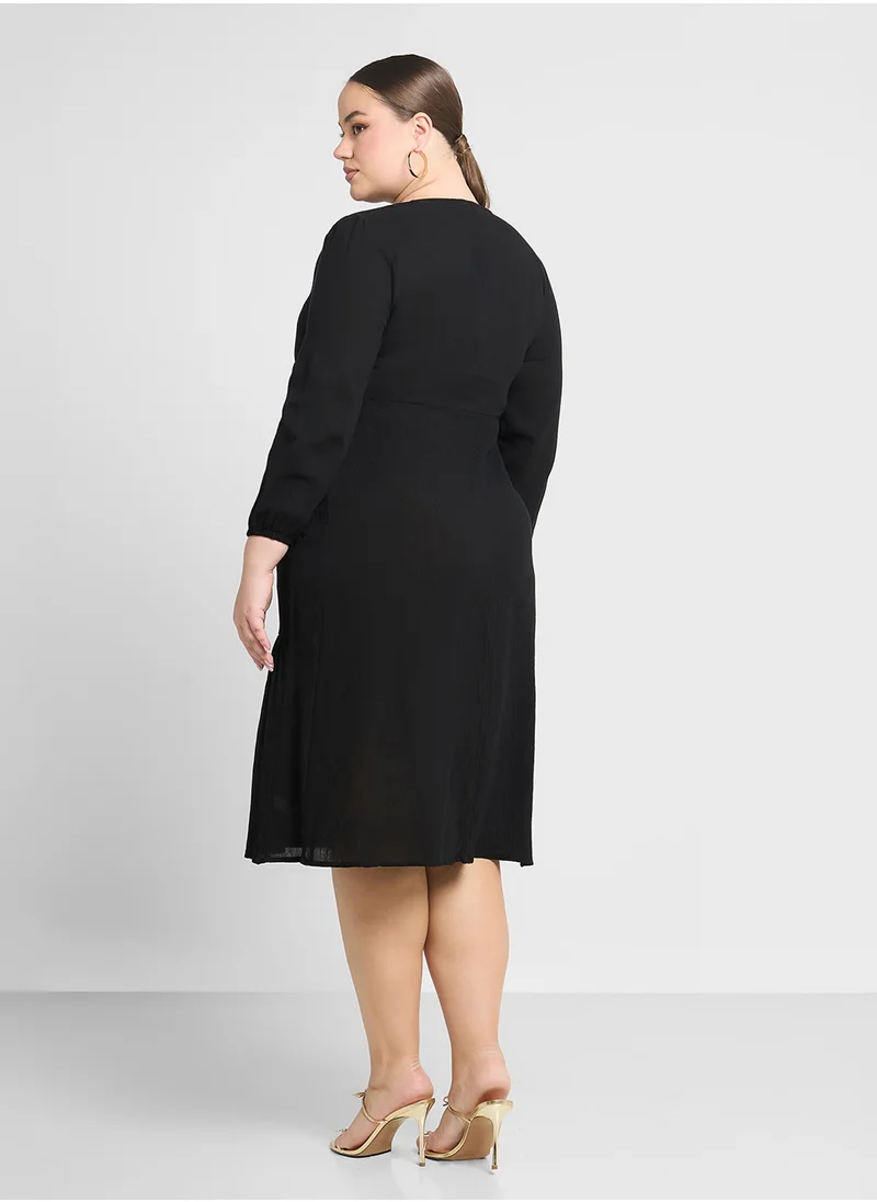 Ginger Plus V Neck A Line Dress