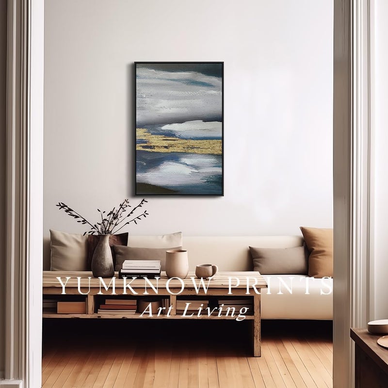 YUMKNOW Black Gold Beige Strokes Abstract Black Framed Canvas Wall Art for Bedroom - Large Oversize 24x36 Ready to Hang Living Room - Image 4