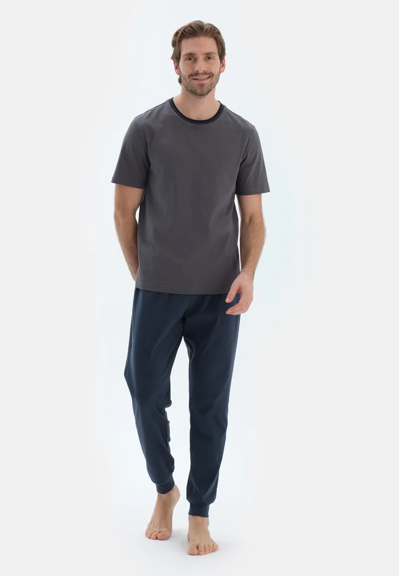 dagi  Regular/Classic Fit T-shirt & Trousers Pajama Sets Crew Neck Cotton Sleepwear for Men | Best Price UAE