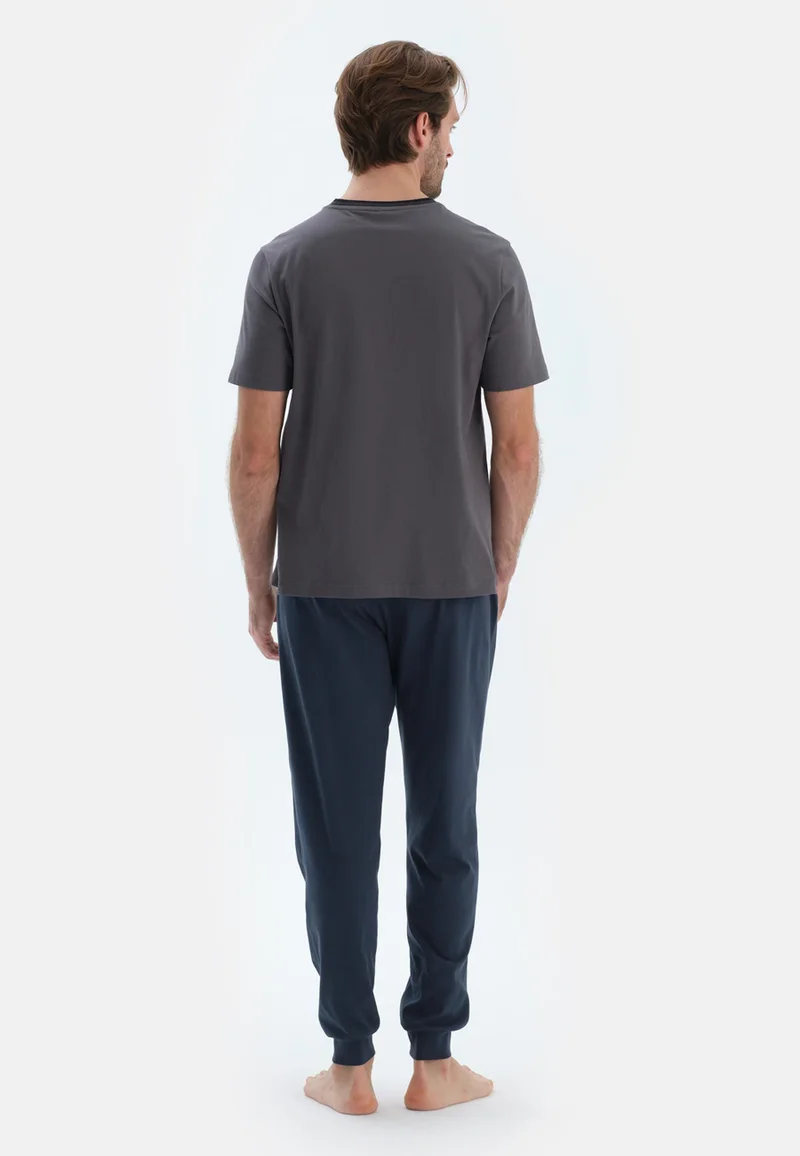 dagi Regular/Classic Fit T-shirt & Trousers Pajama Sets Crew Neck Cotton Sleepwear