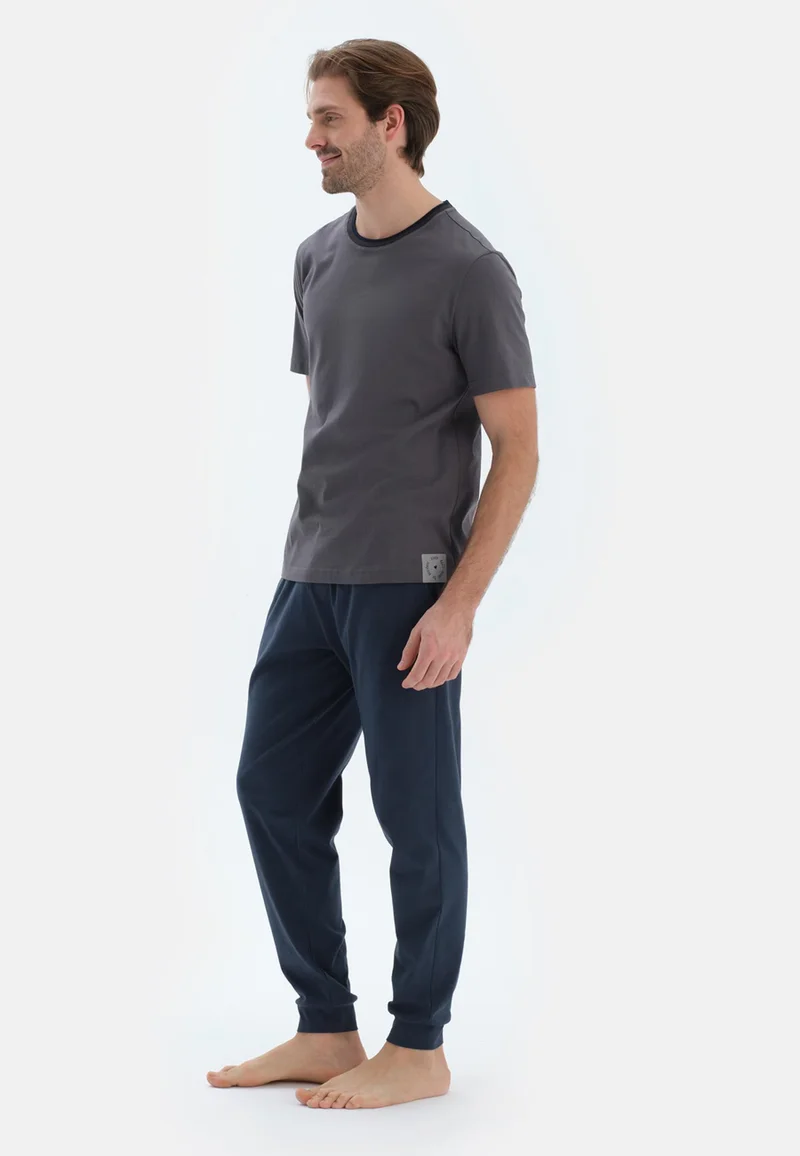 dagi  Regular/Classic Fit T-shirt & Trousers Pajama Sets Crew Neck Cotton Sleepwear for Men | Best Price UAE