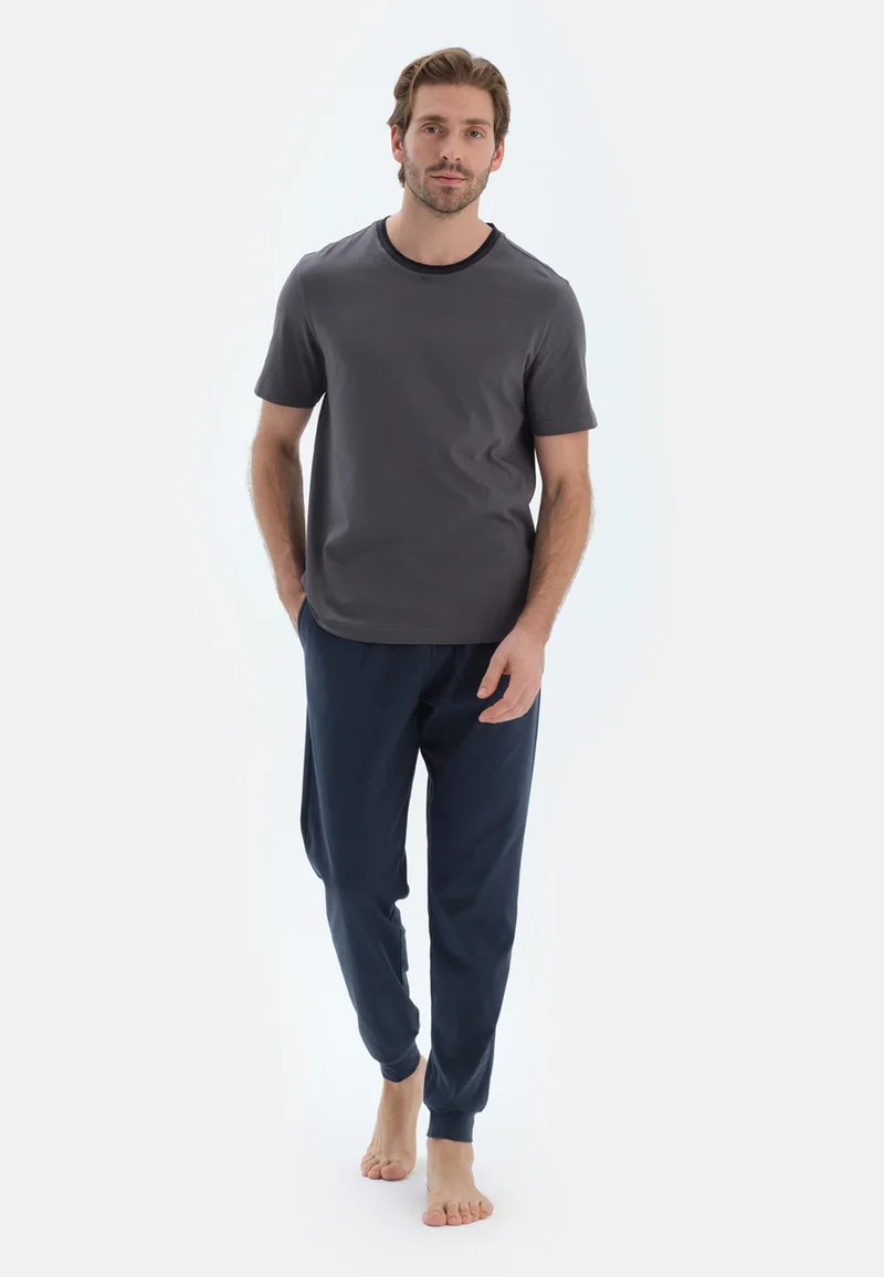 dagi Regular/Classic Fit T-shirt & Trousers Pajama Sets Crew Neck Cotton Sleepwear