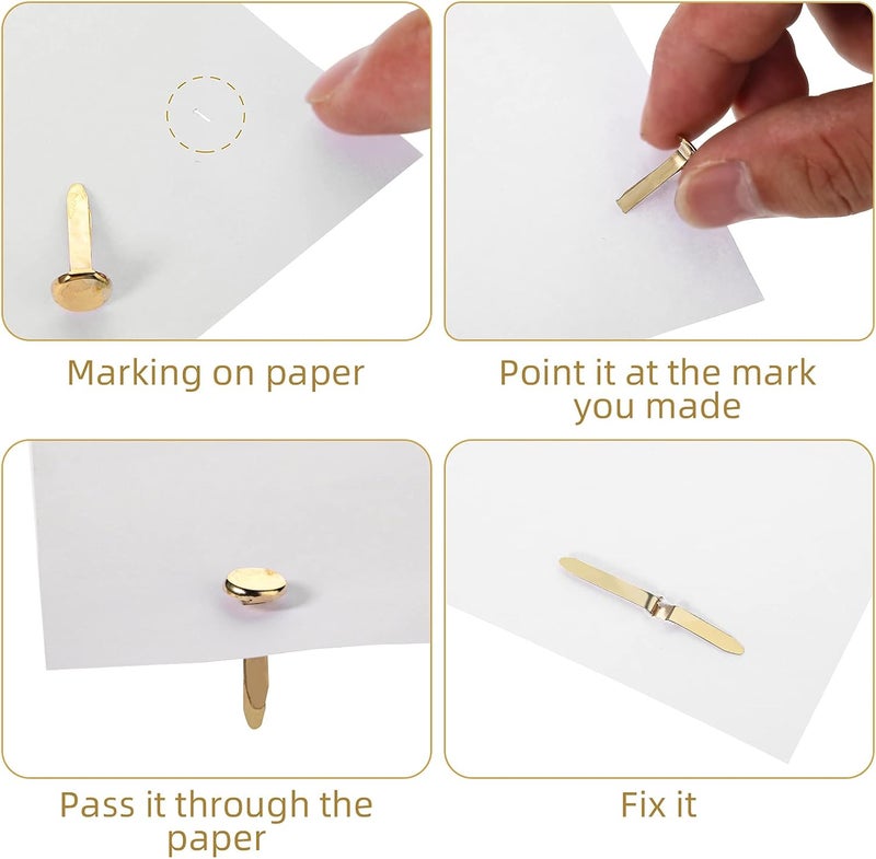 Ferraycle 500 Pieces Mini Brads Fasteners Brass Paper Fasteners Metal Round Pastel Brads for Scrapbooking Crafts DIY Projects 0.5 Inch, 0.7 Inch, 1 Inch(Gold) - Image 3