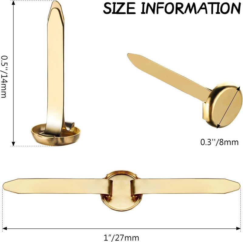 Ferraycle 500 Pieces Mini Brads Fasteners Brass Paper Fasteners Metal Round Pastel Brads for Scrapbooking Crafts DIY Projects 0.5 Inch, 0.7 Inch, 1 Inch(Gold) - Image 2