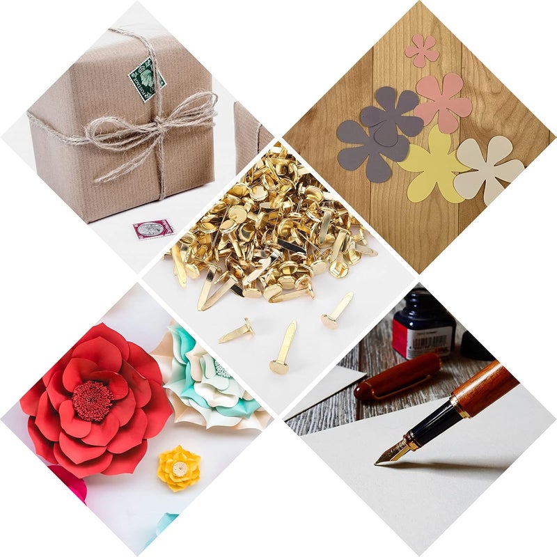 Ferraycle 500 Pieces Mini Brads Fasteners Brass Paper Fasteners Metal Round Pastel Brads for Scrapbooking Crafts DIY Projects 0.5 Inch, 0.7 Inch, 1 Inch(Gold) - Image 5