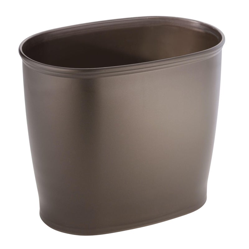 iDesign Slim Plastic Bathroom Trash Can, Small Garbage Bin for Bedroom, Office, Desk, Dorm, Bronze - Image 1