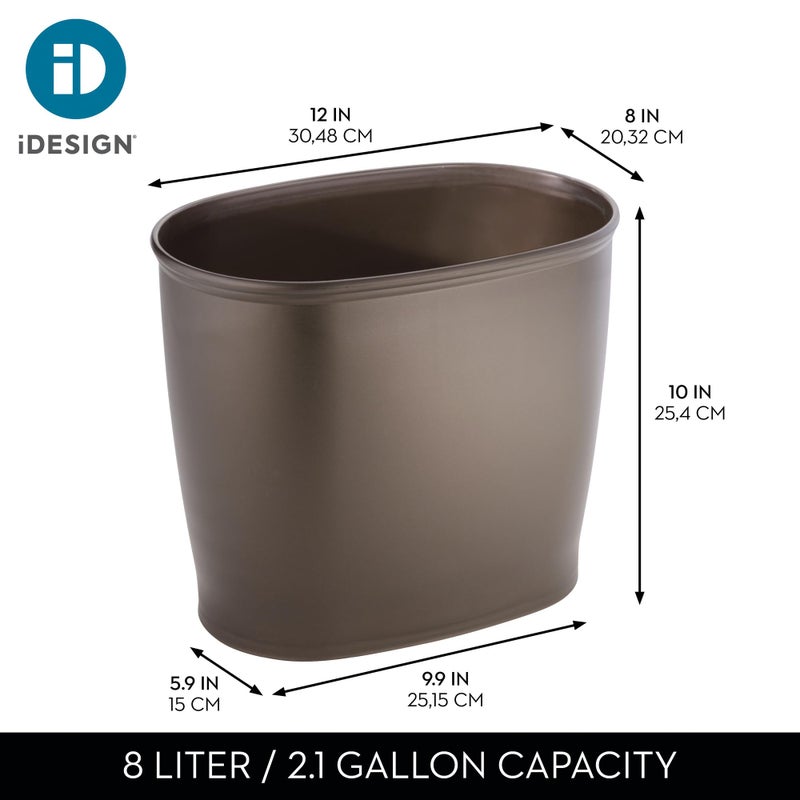 iDesign Slim Plastic Bathroom Trash Can, Small Garbage Bin for Bedroom, Office, Desk, Dorm, Bronze - Image 4