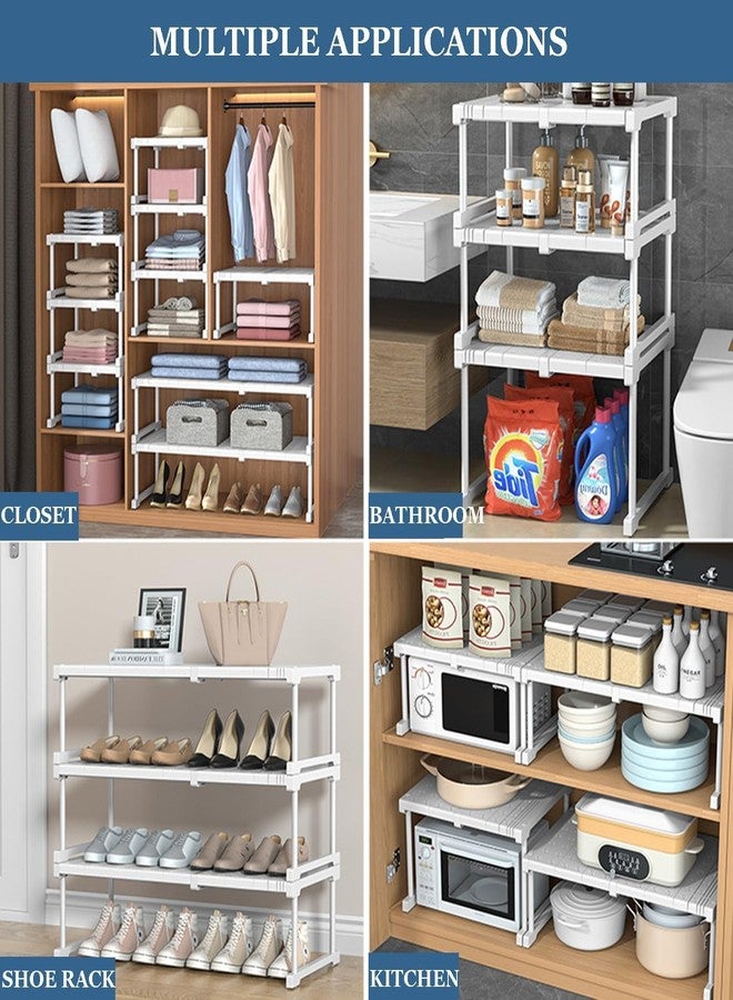 VPGS Expandable Closet Shelf Organizer, Expandable Closet Tension Shelf, Stackable Shelves Adjustable Storage Shelf Riser for Kitchen Pantry Office, Rack Pantry Shelf - Image 2