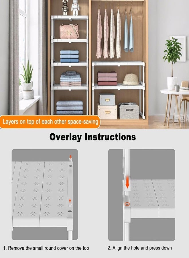VPGS Expandable Closet Shelf Organizer, Expandable Closet Tension Shelf, Stackable Shelves Adjustable Storage Shelf Riser for Kitchen Pantry Office, Rack Pantry Shelf - Image 4