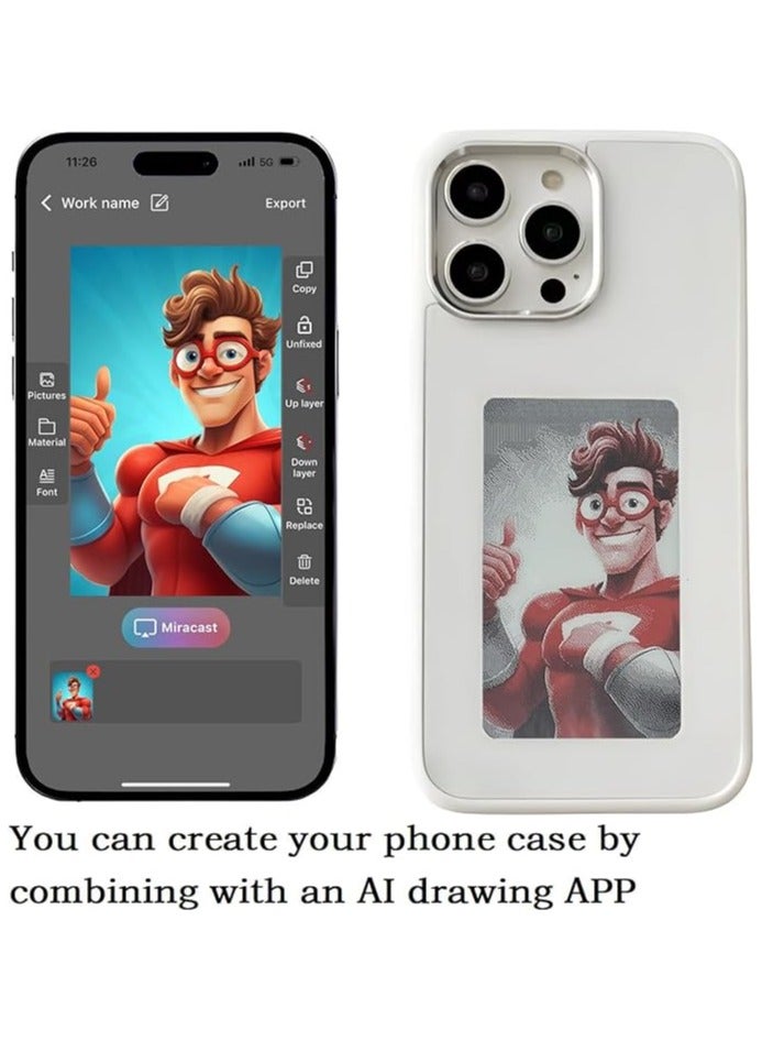 YATU DIY Customizable E-Ink Smart Photo Phone Case (White, For iPhone 15 Pro) - Image 4