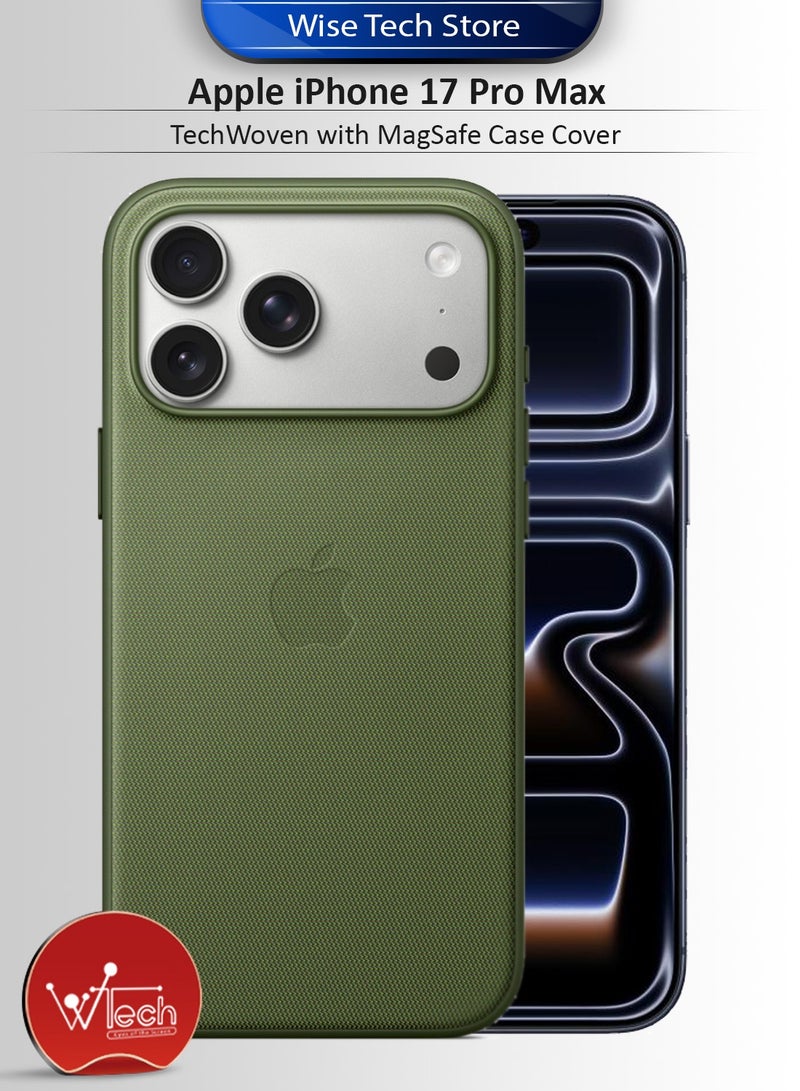 دبليو تيك أبل آيفون 17 برو ماكس 5G 2025 TechWoven مع غطاء حقيبة MagSafe (MCMPMN) - أخضر - Image 1