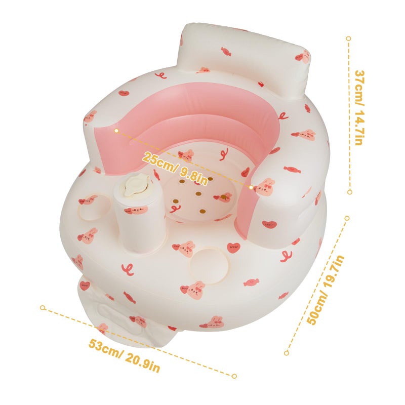 EKEPE Inflatable Baby Chair with Built in Air Pump, Sit me Up Floor Seat for Baby 3 Months & Up, Blow Up Baby Seats for for Infants for Sitting Up - Bunny - Image 3