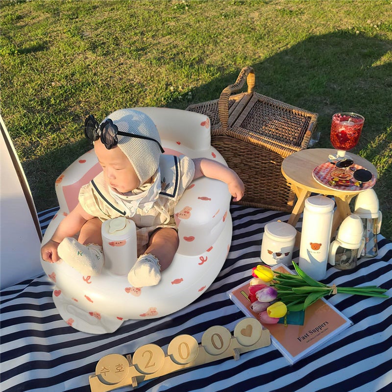 EKEPE Inflatable Baby Chair with Built in Air Pump, Sit me Up Floor Seat for Baby 3 Months & Up, Blow Up Baby Seats for for Infants for Sitting Up - Bunny - Image 2