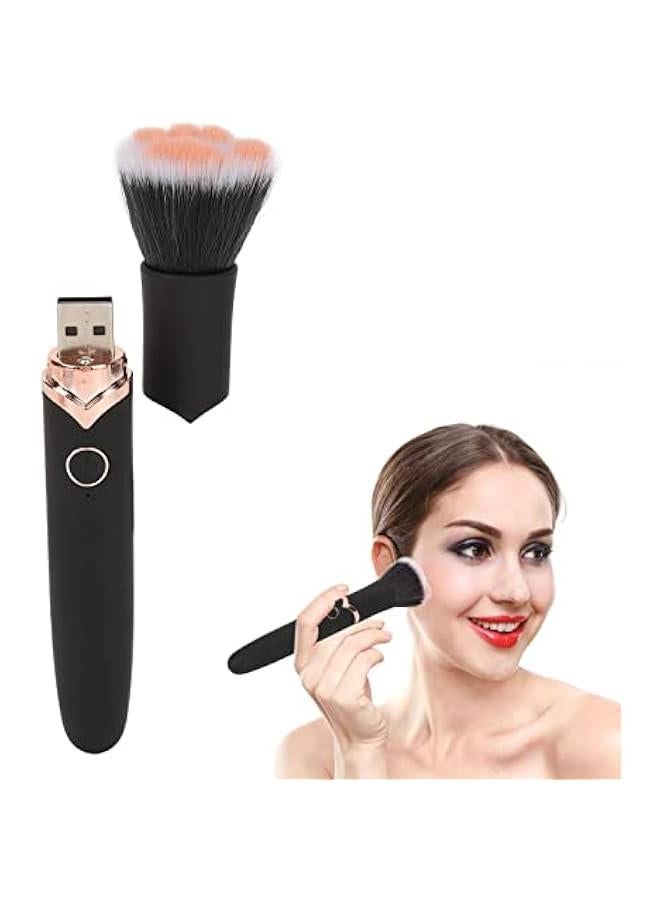 Generic Portable Waterproof Blush Makeup Brush, Loose Powder Brush, 10 Gears Vibration Electric Massage Brush Black - Image 2