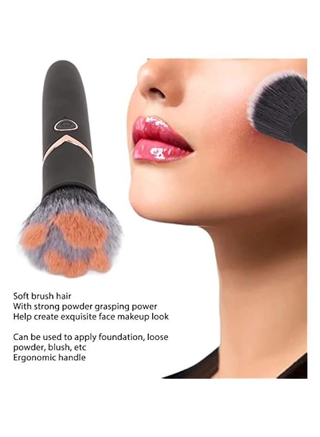 Generic Portable Waterproof Blush Makeup Brush, Loose Powder Brush, 10 Gears Vibration Electric Massage Brush Black - Image 4