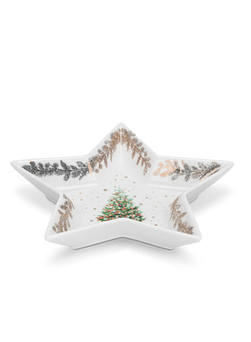 Fissman Star Shape Dish Christmas, 19cm New Bone China, Christmas Holiday Season Collection Dinnerware