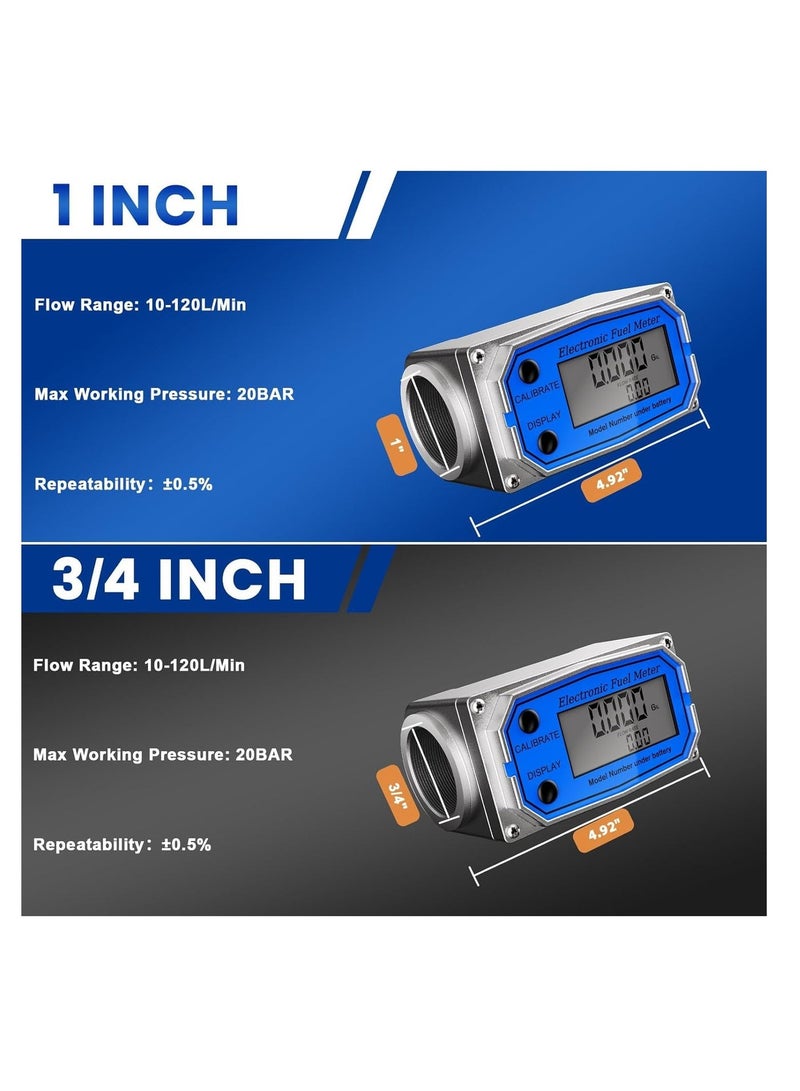 1-Inch Waterproof GPI Digital Flow Meter - Engineered with Aluminum Alloy - Fuel Meter with Auto On  Off Function - Turbine Flow Meter  Digital Gas Meter for Industrial Use - Image 5