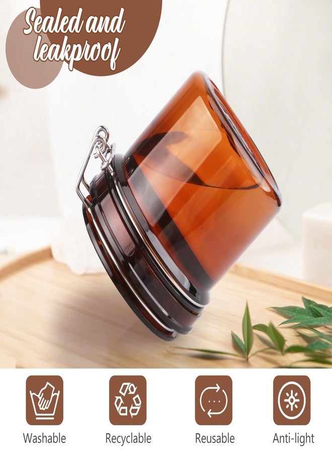 BOSMIOW 4Pcs 220ml/7.8oz PET Plastic Amber Storage Jar Sealed Container Facial Mask Jars Wide Mouth Canning Jars with Hermetic Sealed Hinged Airtight Lid for Cream Lotion Bath Salts Spices - Image 5