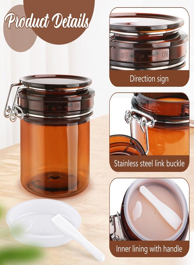 BOSMIOW 4Pcs 220ml/7.8oz PET Plastic Amber Storage Jar Sealed Container Facial Mask Jars Wide Mouth Canning Jars with Hermetic Sealed Hinged Airtight Lid for Cream Lotion Bath Salts Spices - Image 3