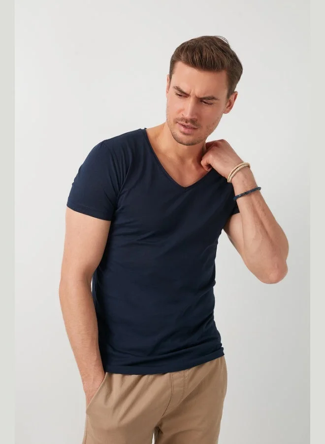 Buratti  Buratti Cotton Slim Fit V Neck Basic T Shirt Men's T SHIRT 5412001 for Men | Best Price UAE
