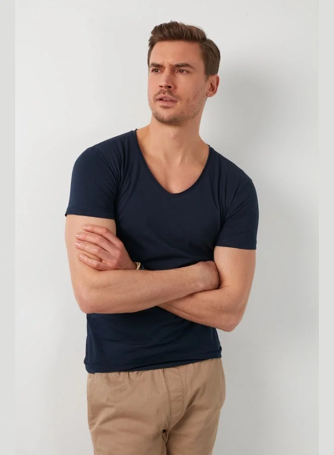 Buratti  Buratti Cotton Slim Fit V Neck Basic T Shirt Men's T SHIRT 5412001 for Men | Best Price UAE