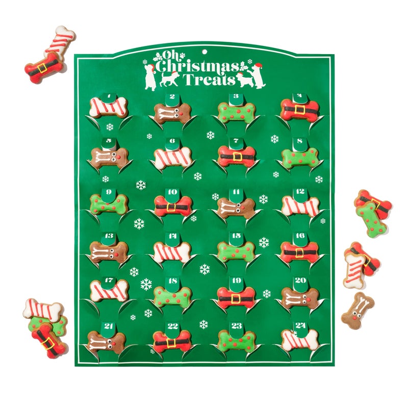 Thoughtfully Pets, 24 Days of Christmas, Dog Advent Calendar 2024, Individually Wrapped Gingerbread Flavored Christmas Dog Treats in Bone Shapes, Set of 24 - Image 1