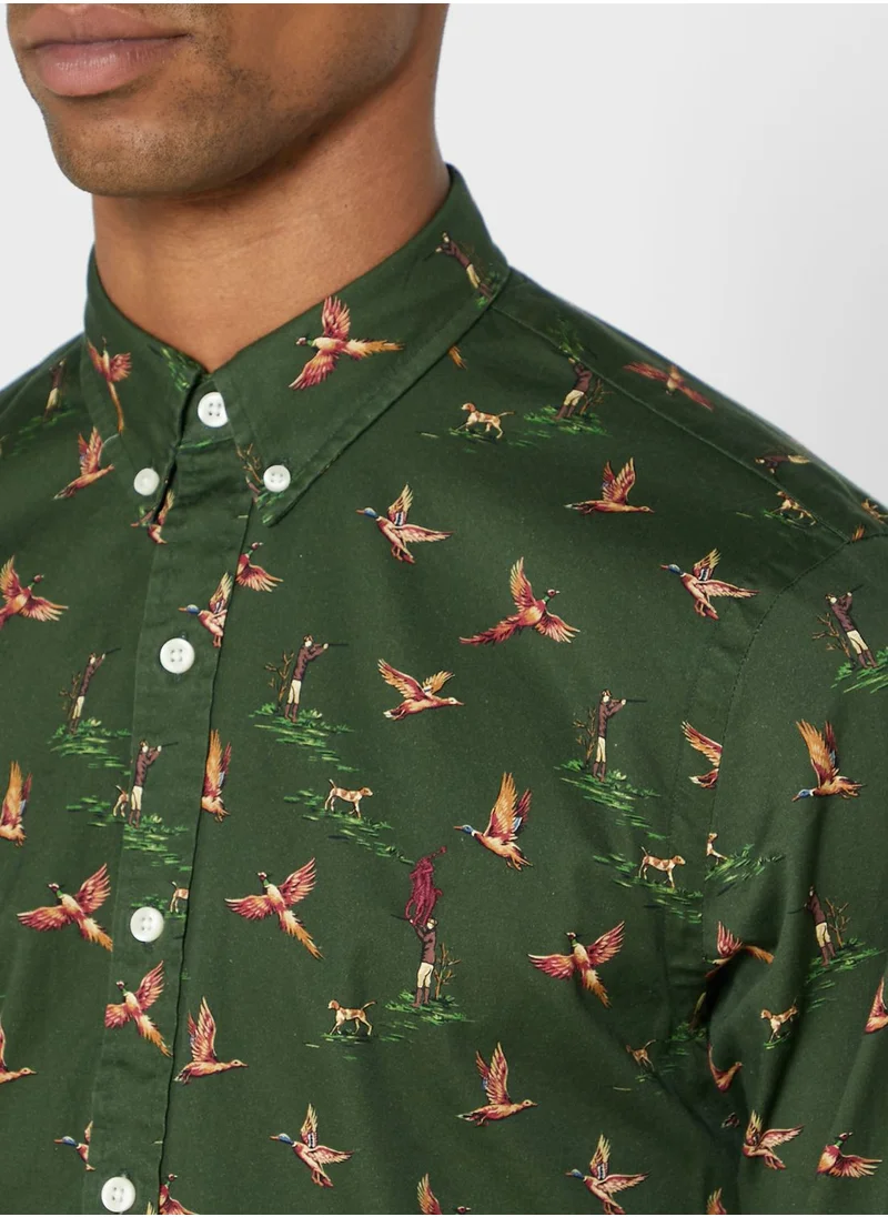 POLO RALPH LAUREN Pheasant Print Slim Fit Shirt