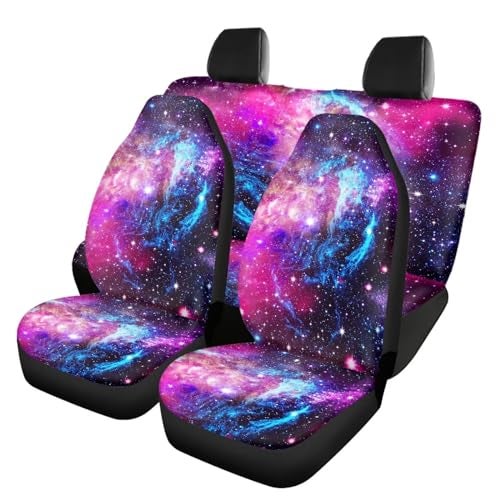 Howilath Galaxy Fashion Purple Blue Stretchable Auto Front & Back Seat Covers 3 Piece Vehicle Seat Protector Car Mat Covers - Image 1
