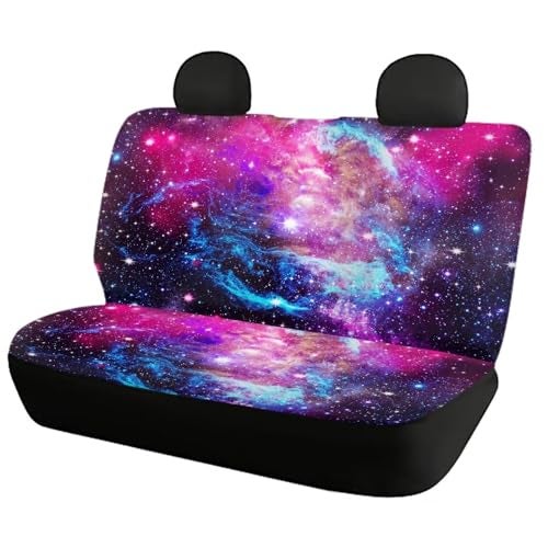 Howilath Galaxy Fashion Purple Blue Stretchable Auto Front & Back Seat Covers 3 Piece Vehicle Seat Protector Car Mat Covers - Image 2