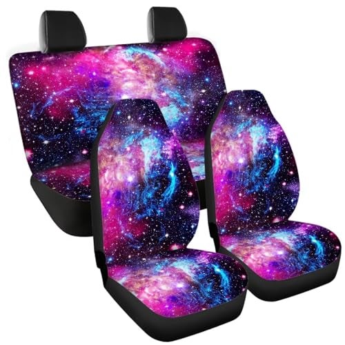 Howilath Galaxy Fashion Purple Blue Stretchable Auto Front & Back Seat Covers 3 Piece Vehicle Seat Protector Car Mat Covers - Image 4