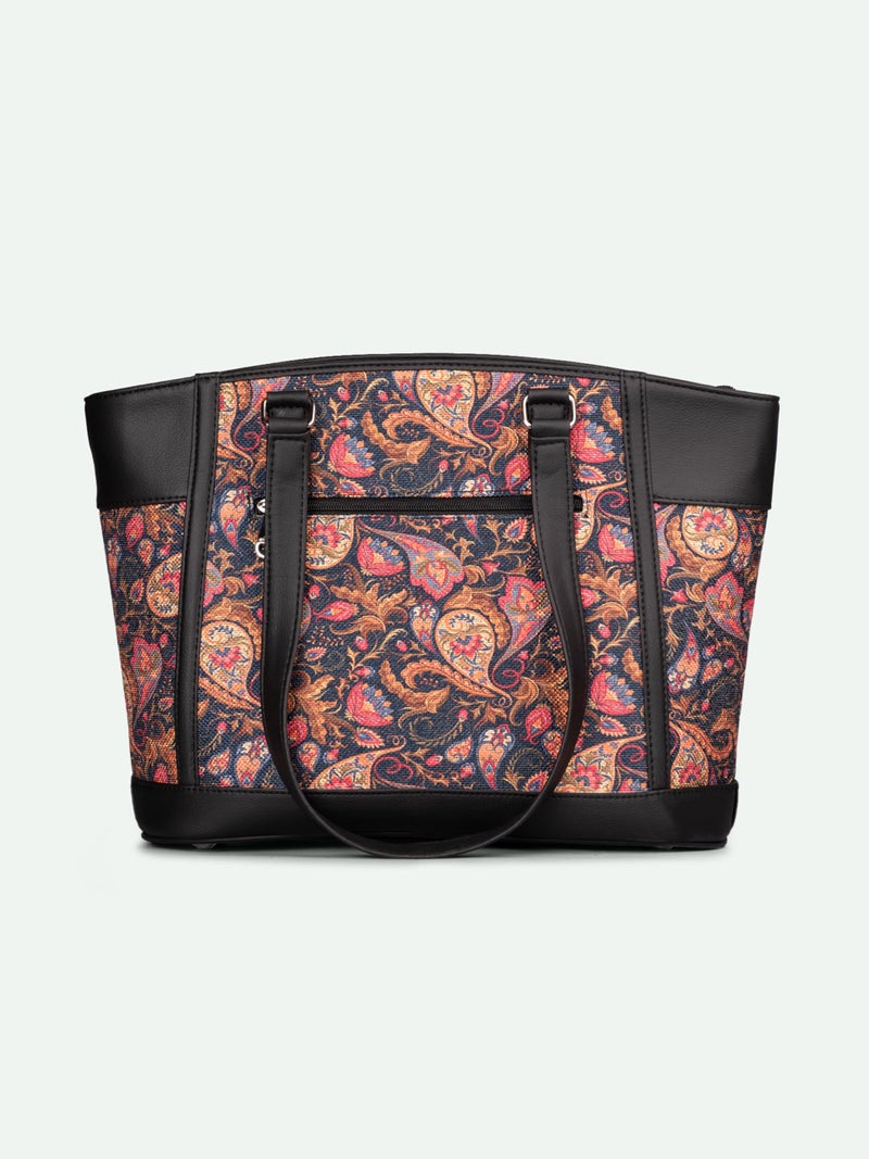 ZOUK Classic Commute Office Bag for Women | Stylish Tote Bag with Laptop Compartment | Handbag for Woman | Purse | Big Size Hand Bags | Stylish Business Bag for Office & Travel |Paisley Print - Image 5