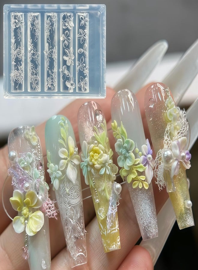 BHCCXZ 5Pcs 3D Flowers Spring Nail Art Mold Arts Lotus Cherry Phalaenopsis Orchid Molds for Accessories Supplies Y2K Silicone Tools Nails - Image 2