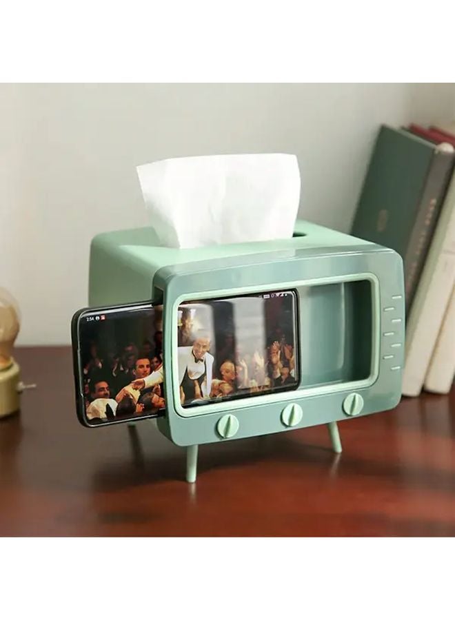 Green Multifunctional TV Tissue Box Holder With Phone Stand Storage - Image 3