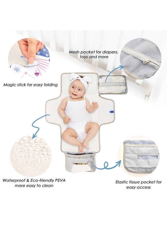 XIGUA Portable Changing Pad for Baby - Purple Magic Mushrooms Waterproof Diaper Changing Mat Travel Changing Pad with Built-in Pillow - Shower Gift for Baby - Image 3