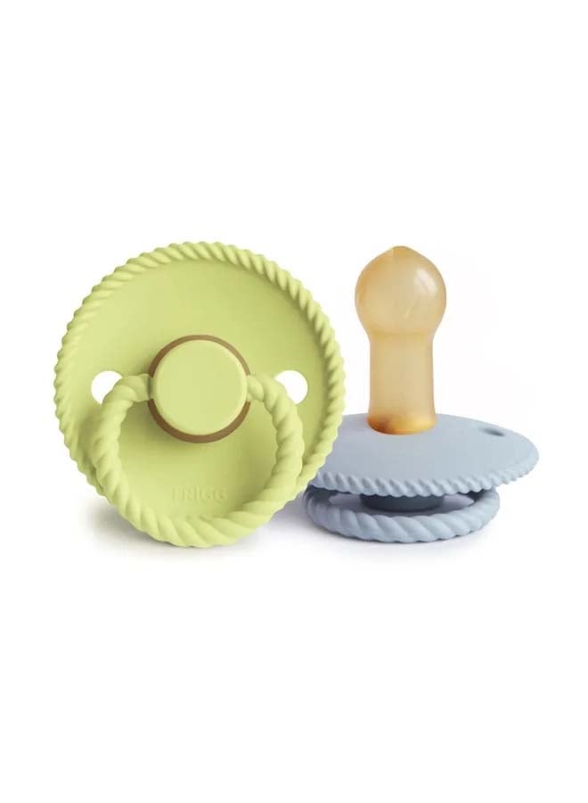FRIGG لهاية FRIGG من السيليكون بحبل للأطفال 0-6 أشهر 2-Pack شاي أخضر/أزرق باودر - الحجم 1 - Image 1